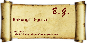 Bakonyi Gyula névjegykártya